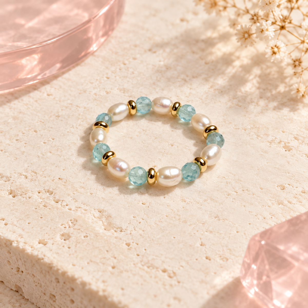Aqua Pearl Rhythm Ring design by Bloomy