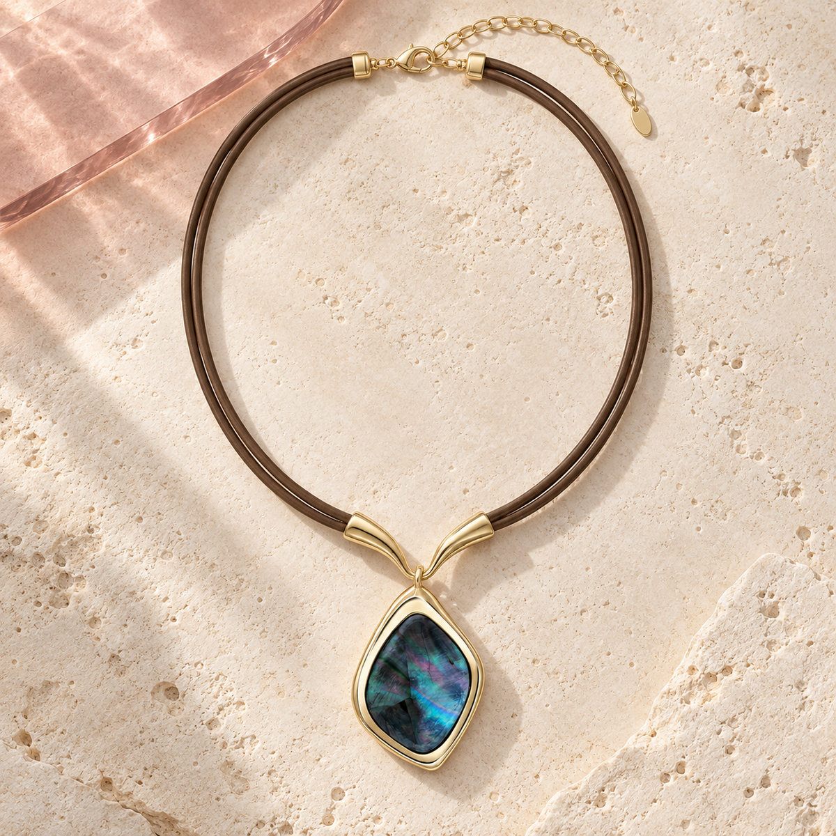 Noctira iridescent black shell pendant necklace product image