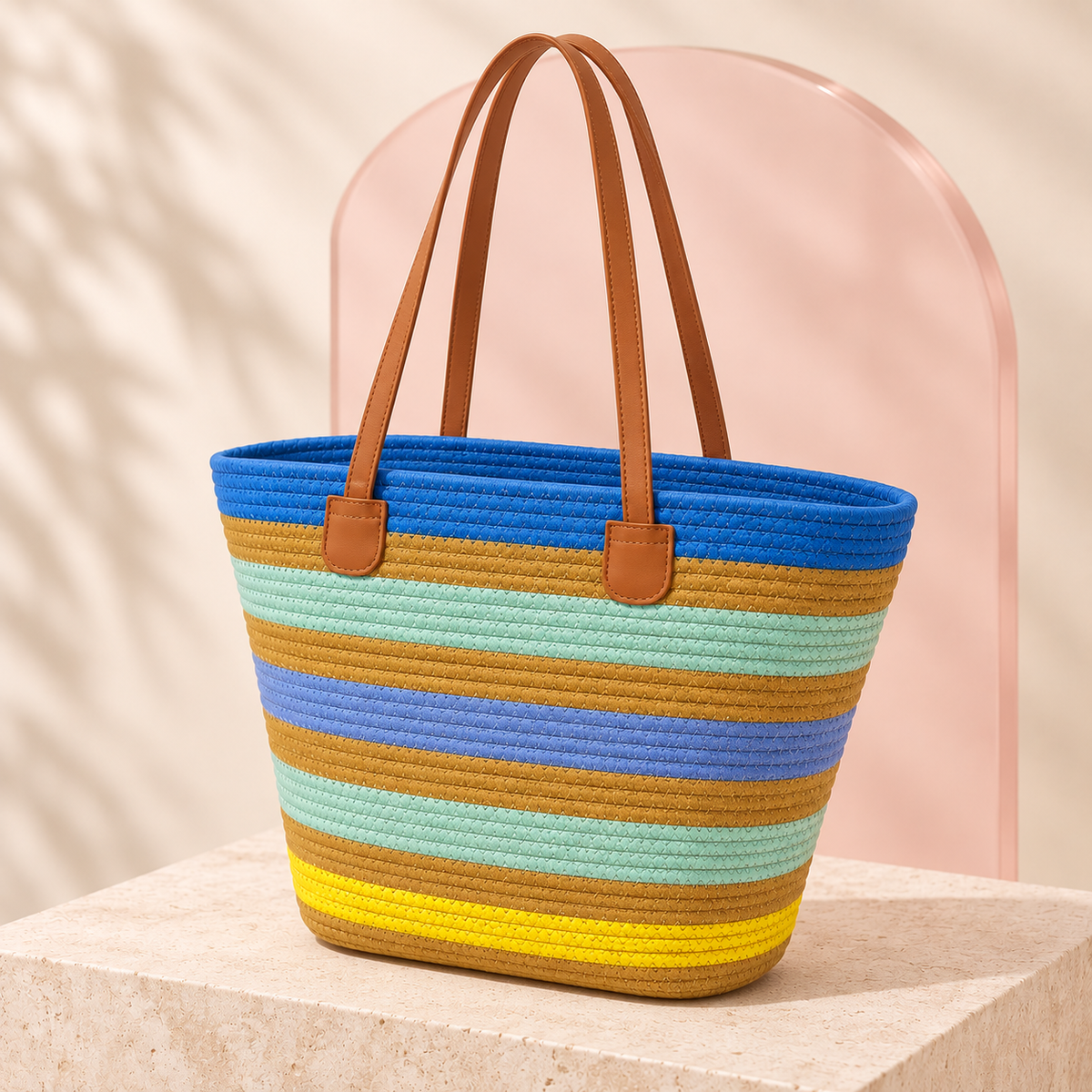 Solara Coastal Blue tote with upright straps