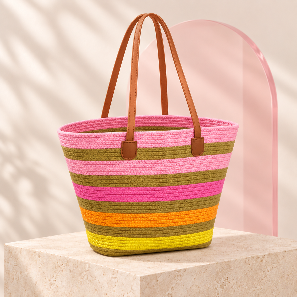 Solara Sunset Pink tote with upright straps