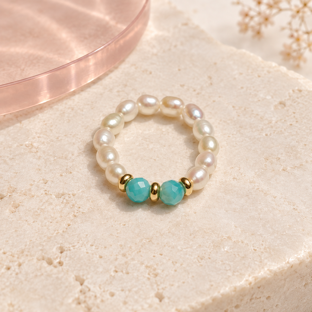Turquoise Duo Pearl Ring product view
