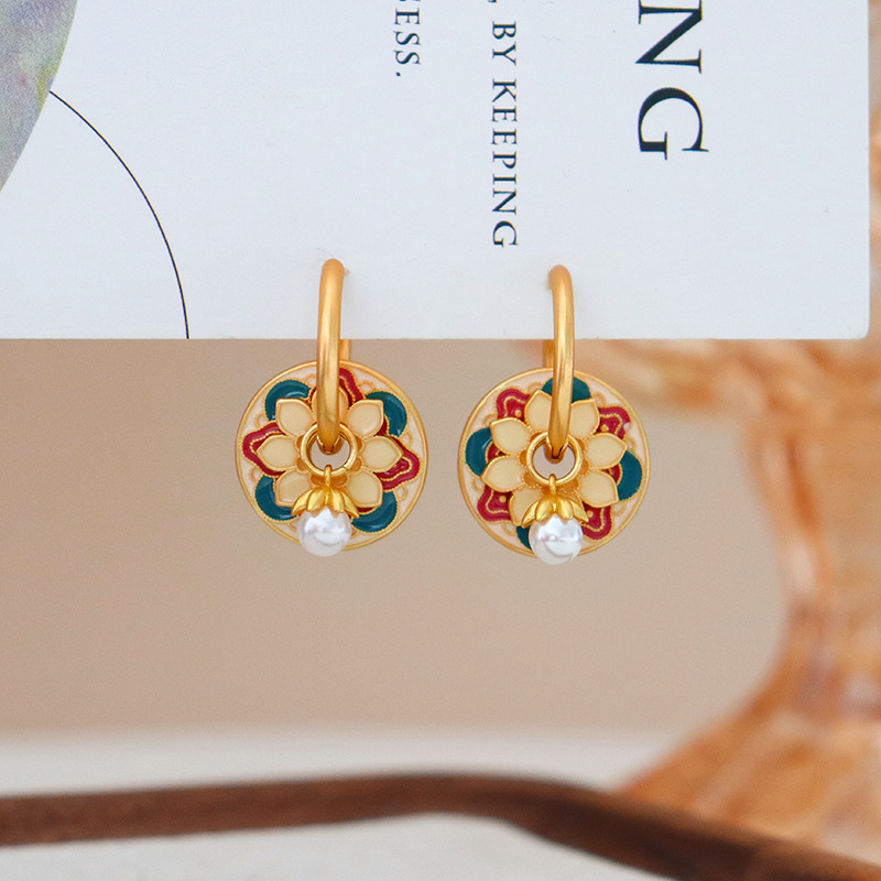 Pearl Lotus Earrings