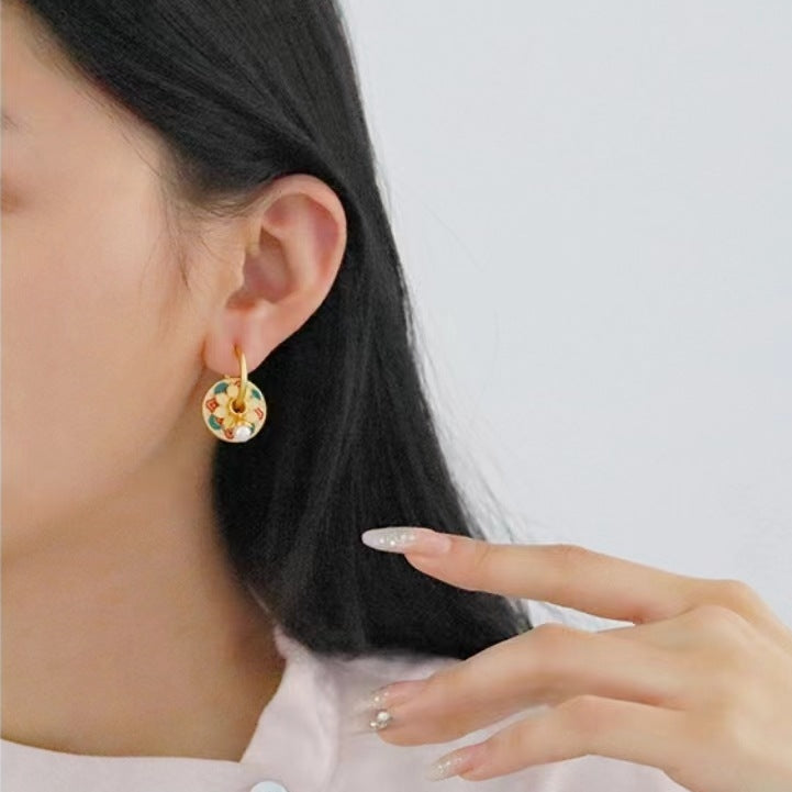 Pearl Lotus Earrings