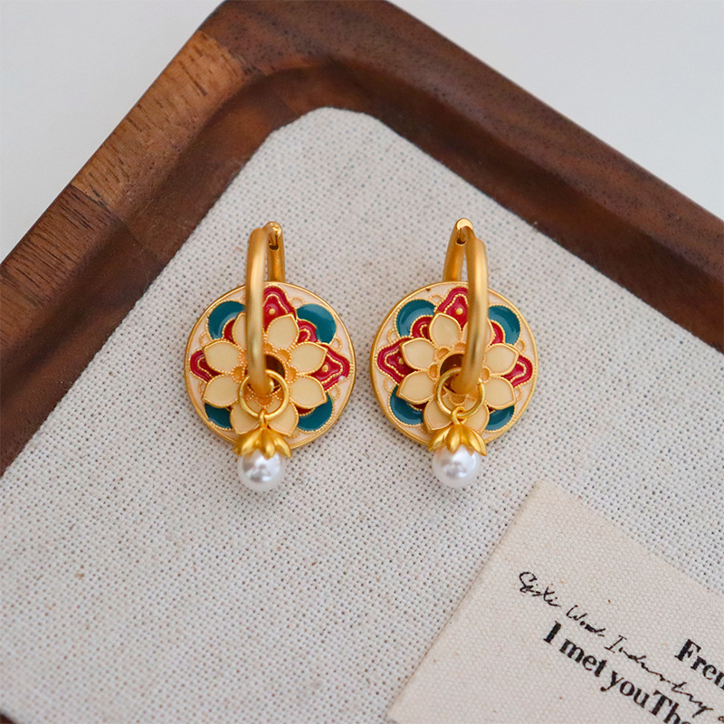 Pearl Lotus Earrings