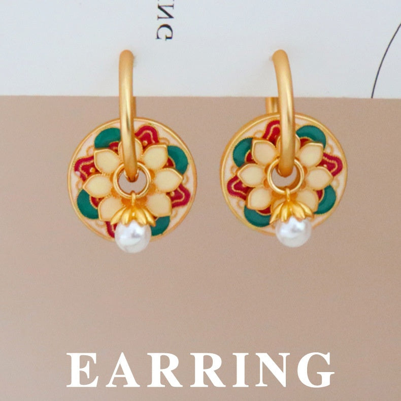 Pearl Lotus Earrings