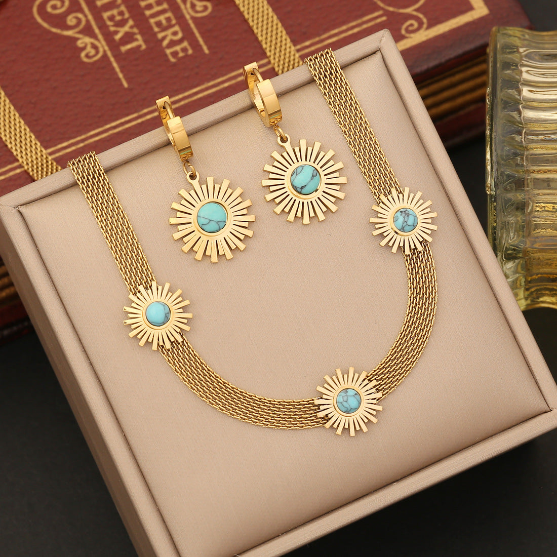 Turquoise Sunburst Jewelry Set
