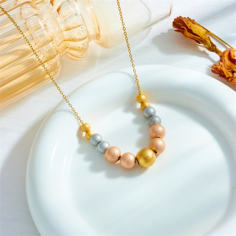 Tri-Tone Textured Bead Necklace