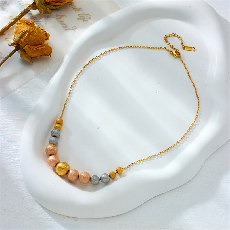 Tri-Tone Textured Bead Necklace