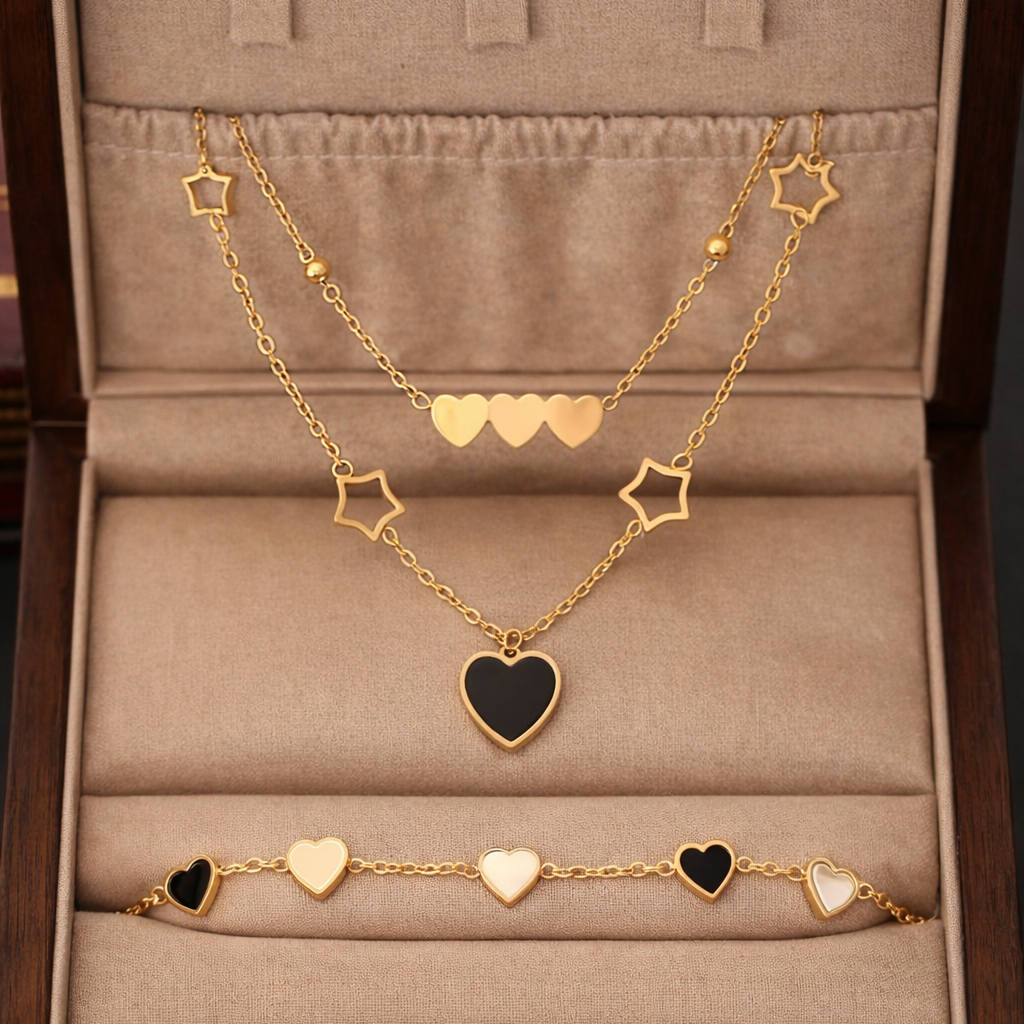 Black Heart Chain Set