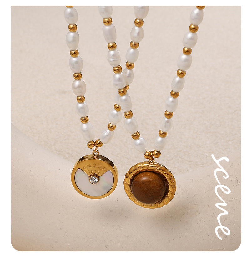 Natural Pearl Charm Necklace