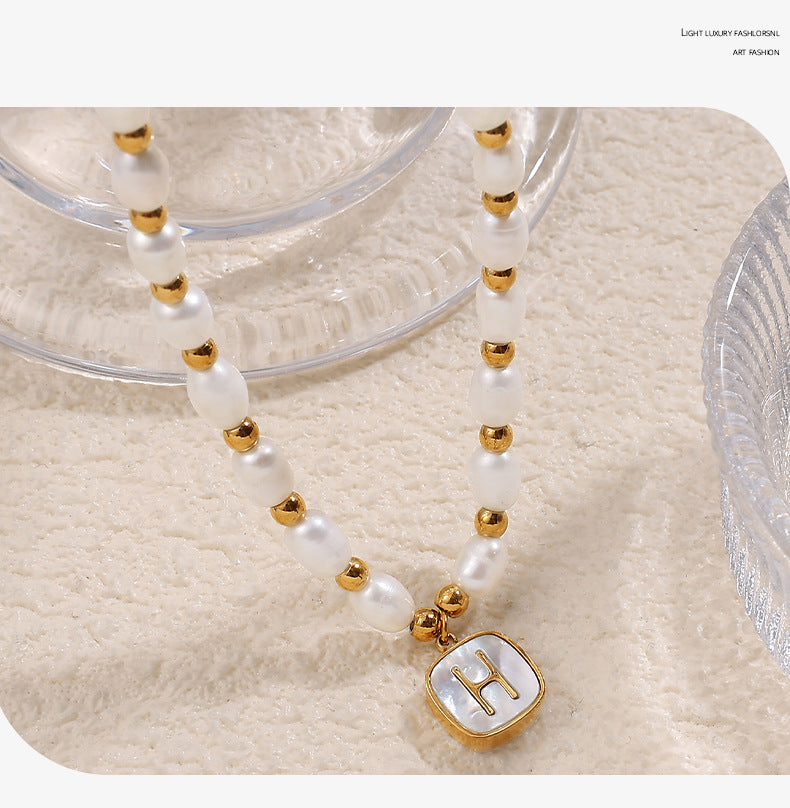 Gold Charm Pearl Necklace