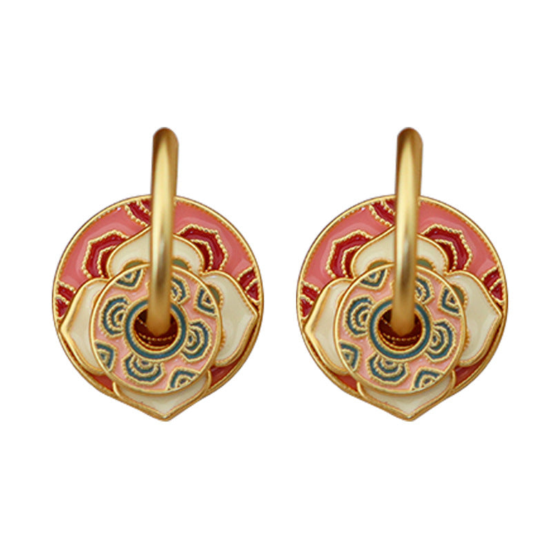 Coral & Teal Floral Earrings