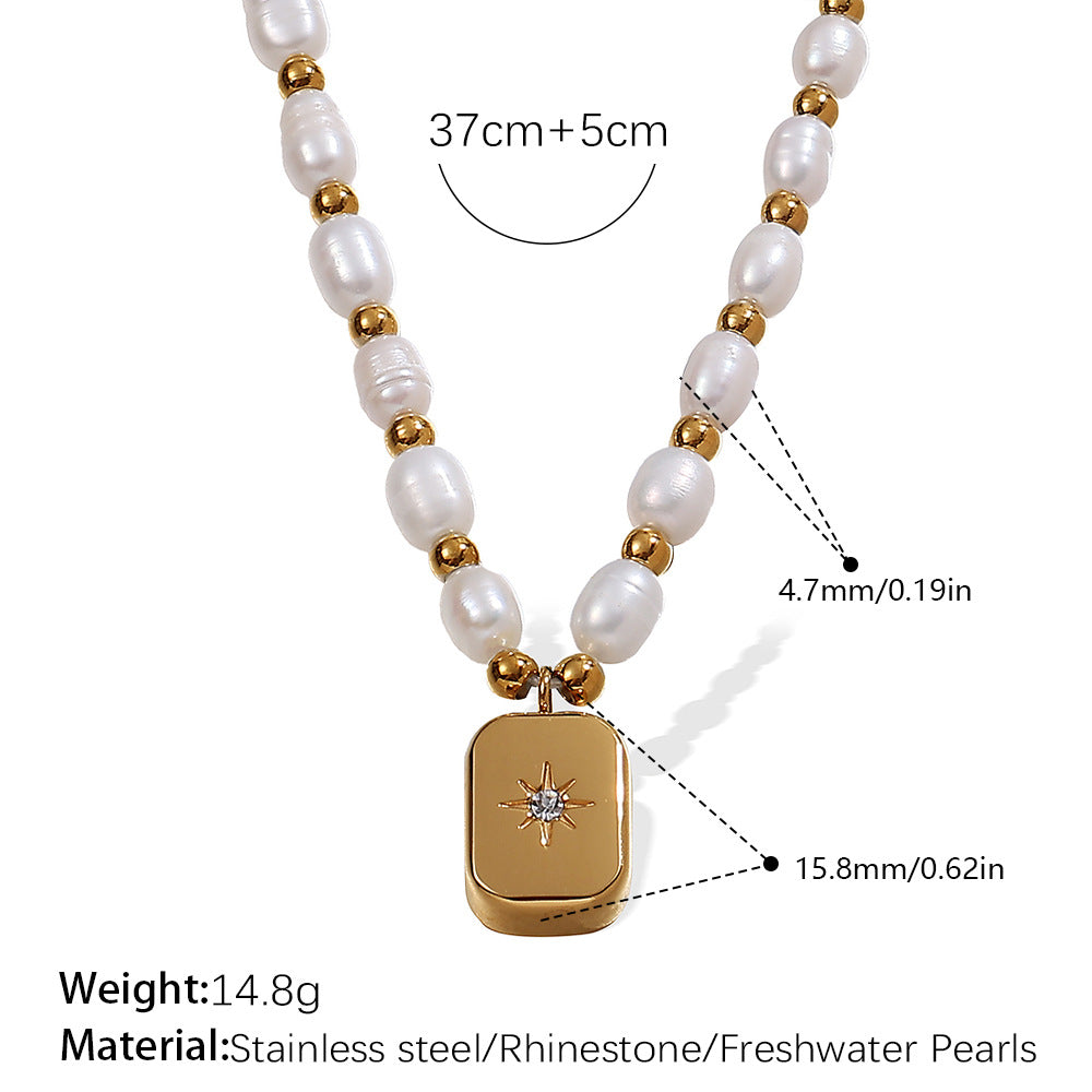 Gold Charm Pearl Necklace