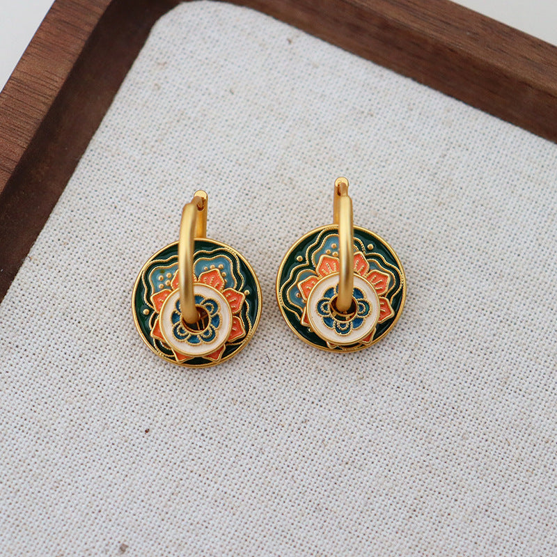 Orange & Green Flowers Earrings