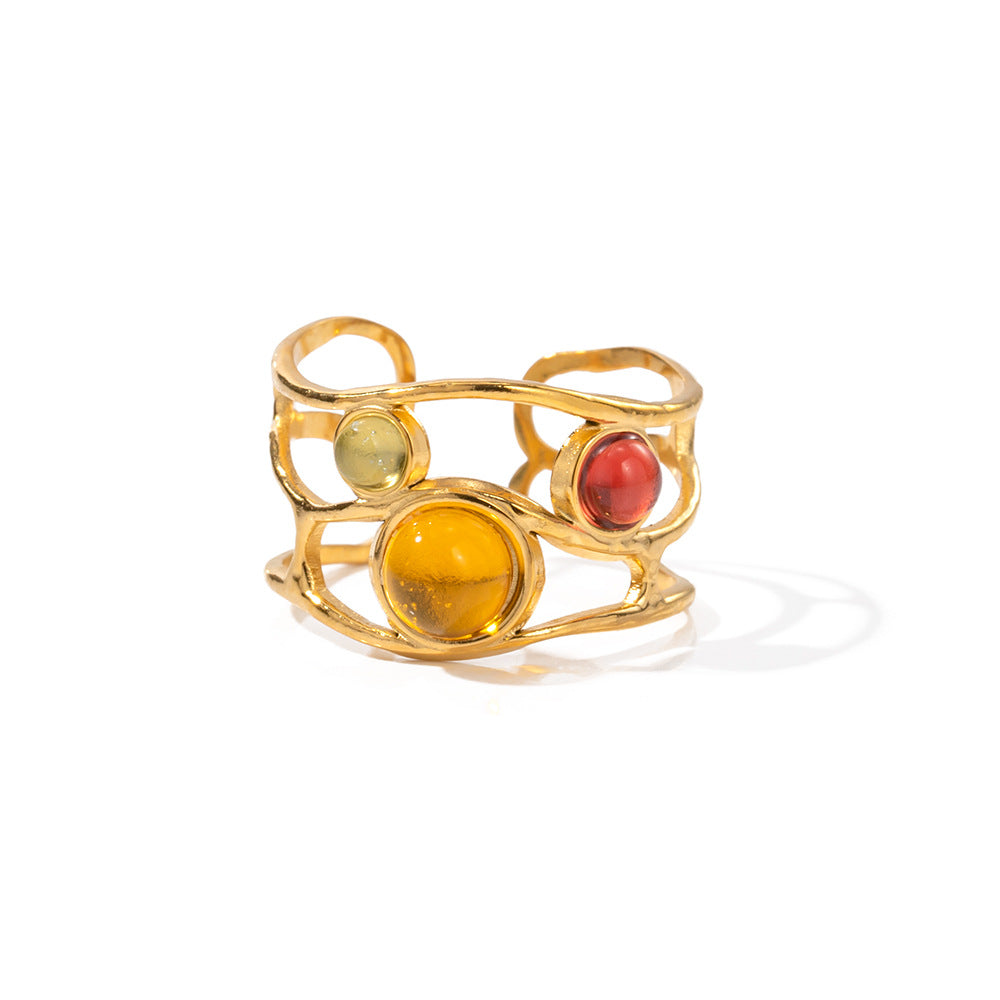 Abstract Triple Stone Ring