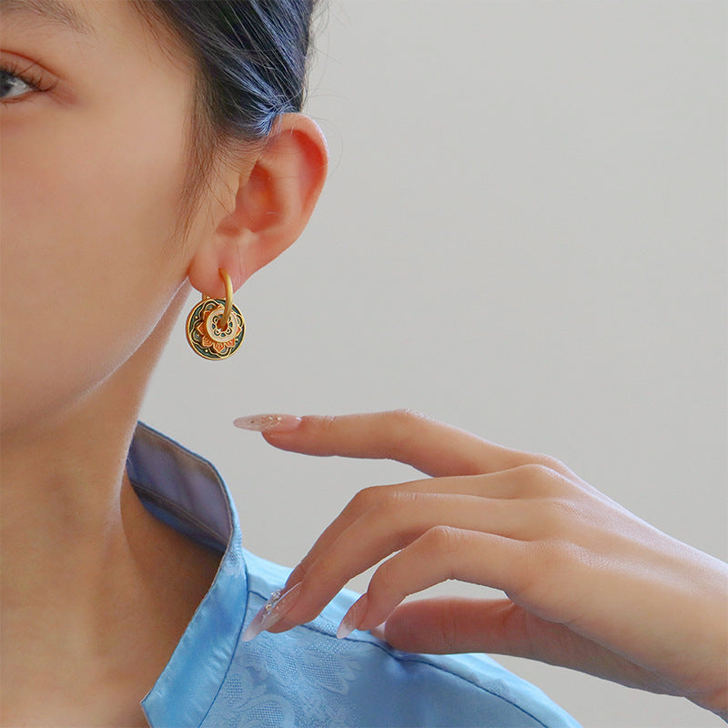 Orange & Green Flowers Earrings