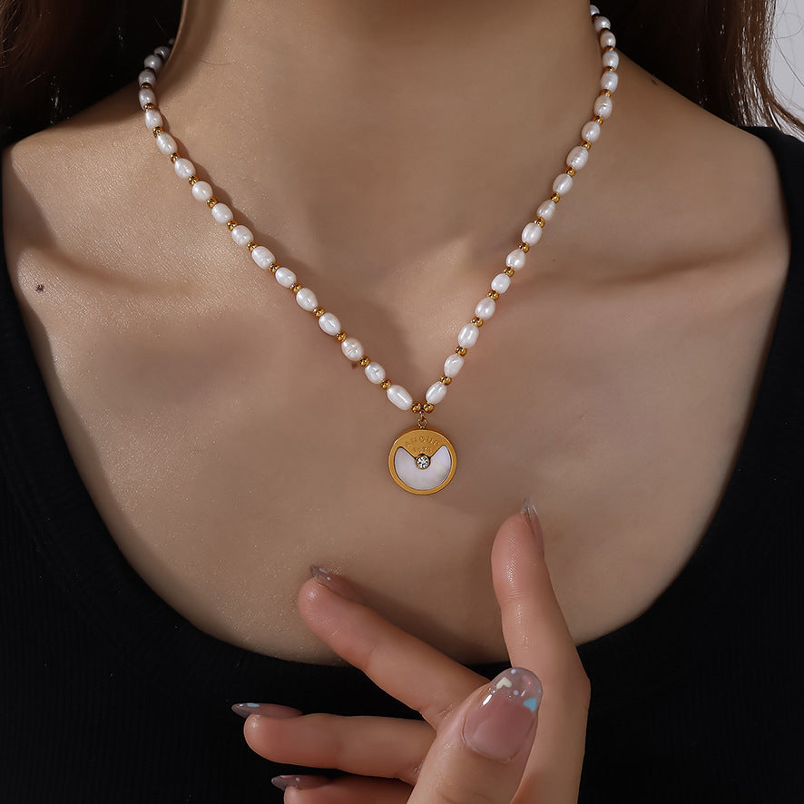 Natural Pearl Charm Necklace