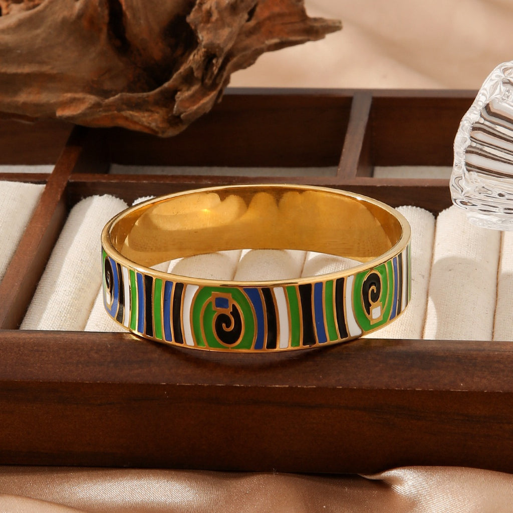 Emerald Waves Enamel Bangle