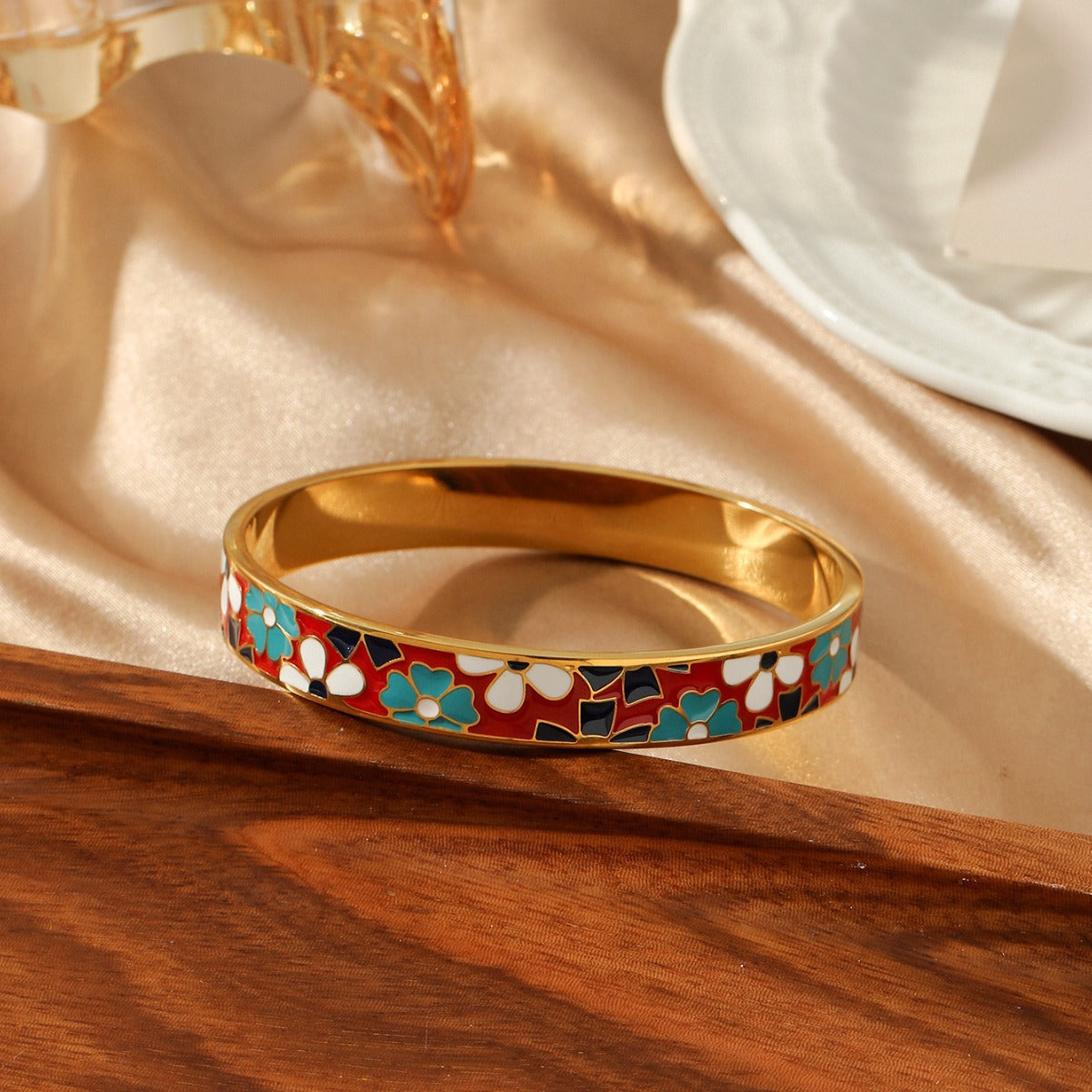 Red Mosaic Enamel Bracelet