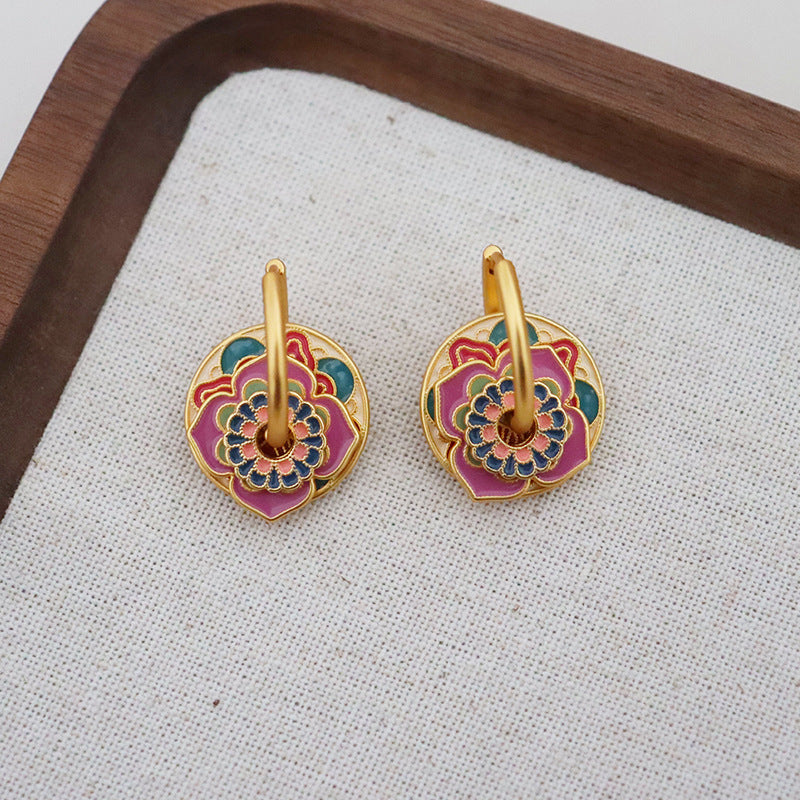 Pink & Green Flowers Earrings