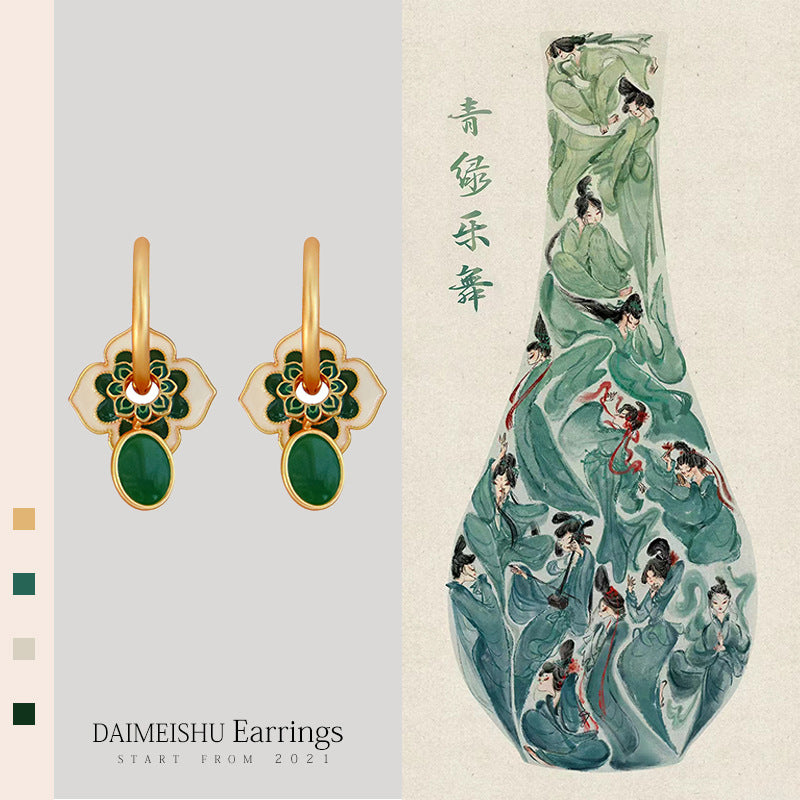 Emerald Petal Earrings