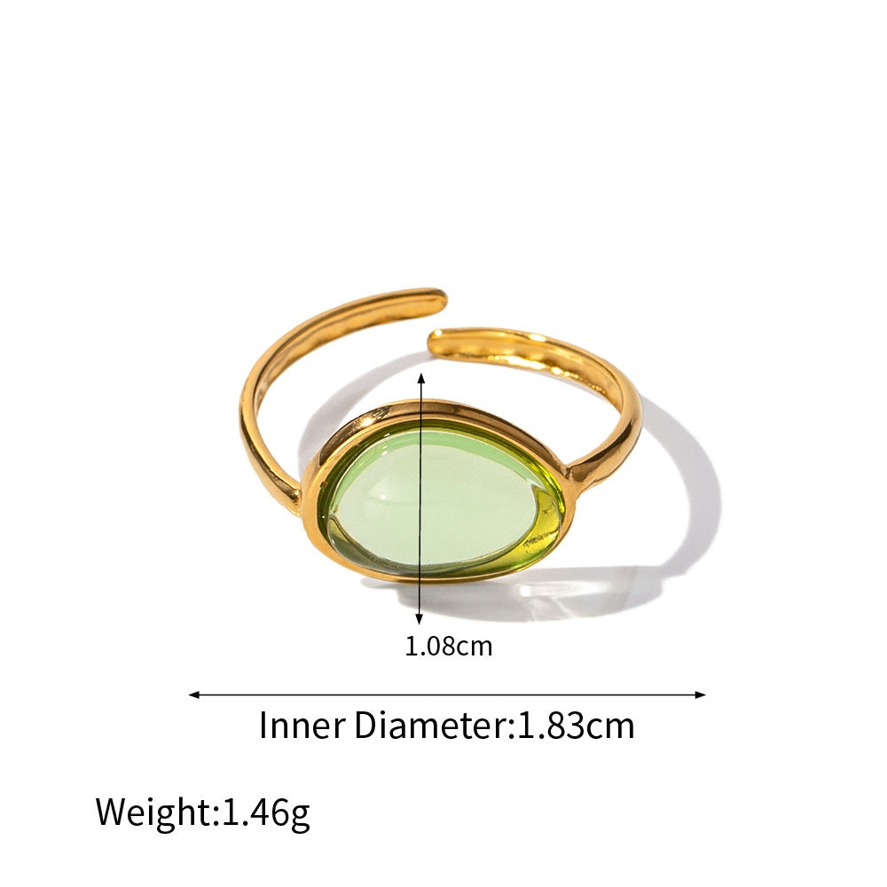 Oval Gem Adjustable Ring