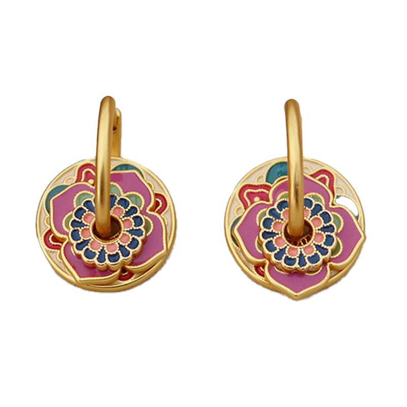 Pink & Green Flowers Earrings