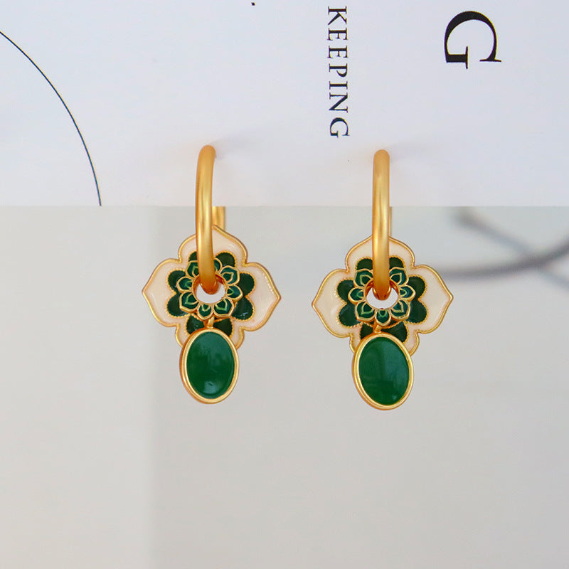 Emerald Petal Earrings