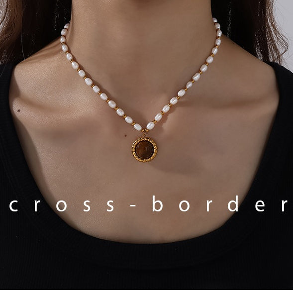 Natural Pearl Charm Necklace