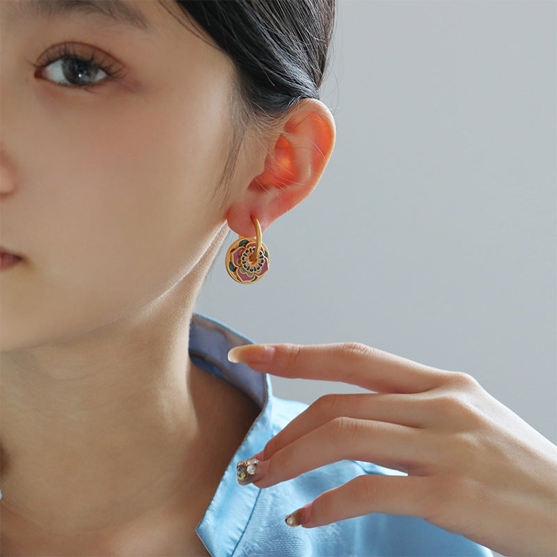 Pink & Green Flowers Earrings