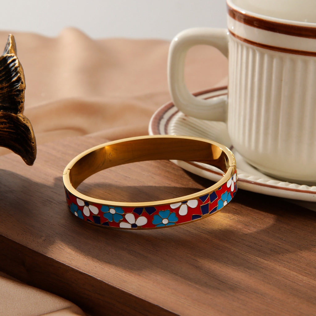 Red Mosaic Enamel Bracelet