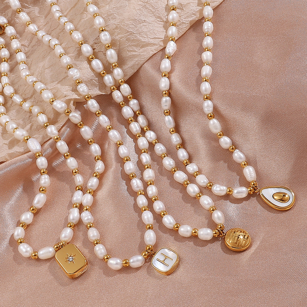 Gold Charm Pearl Necklace