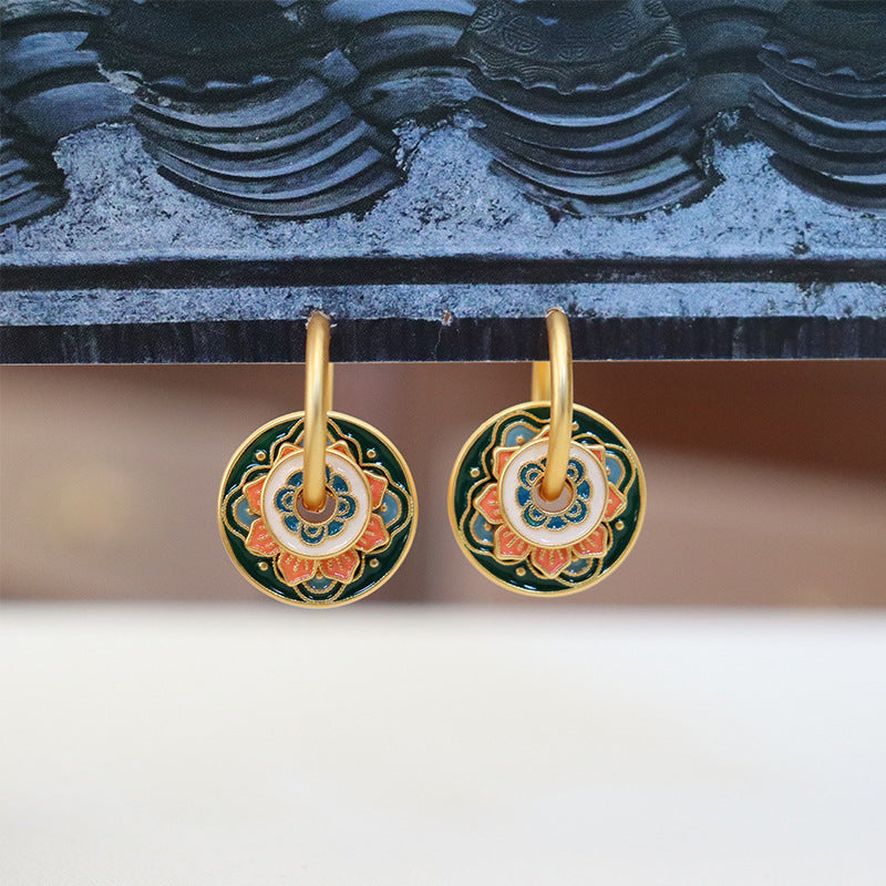 Orange & Green Flowers Earrings