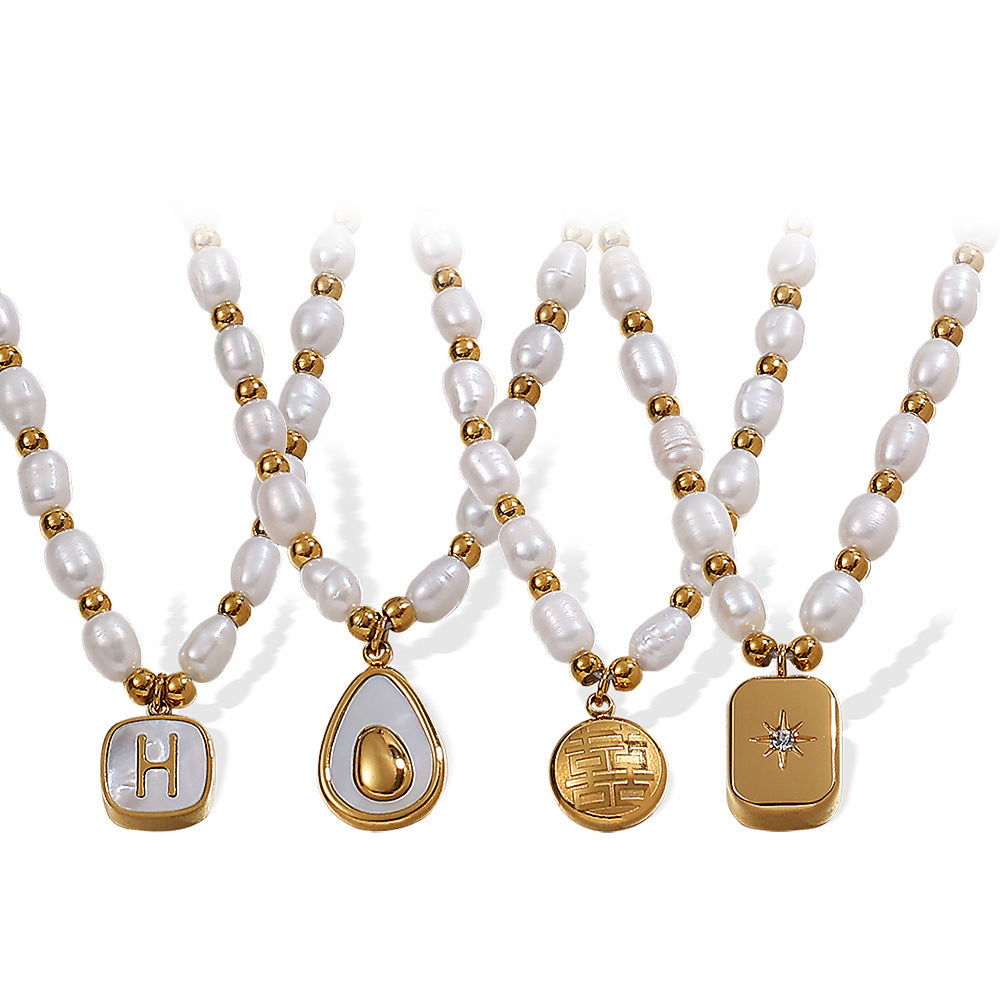 Gold Charm Pearl Necklace