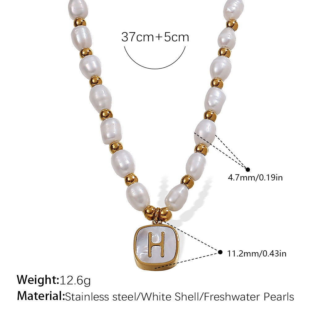 Gold Charm Pearl Necklace