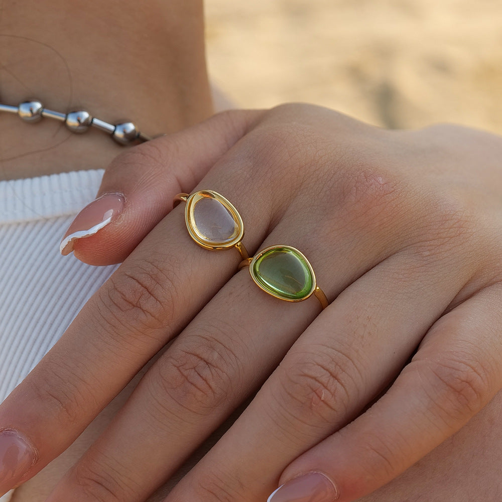 Oval Gem Adjustable Ring