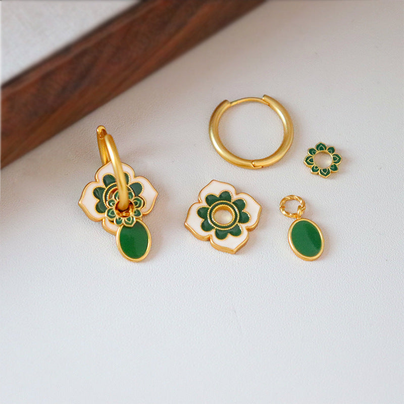 Emerald Petal Earrings