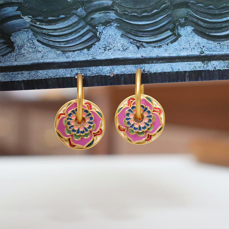 Pink & Green Flowers Earrings