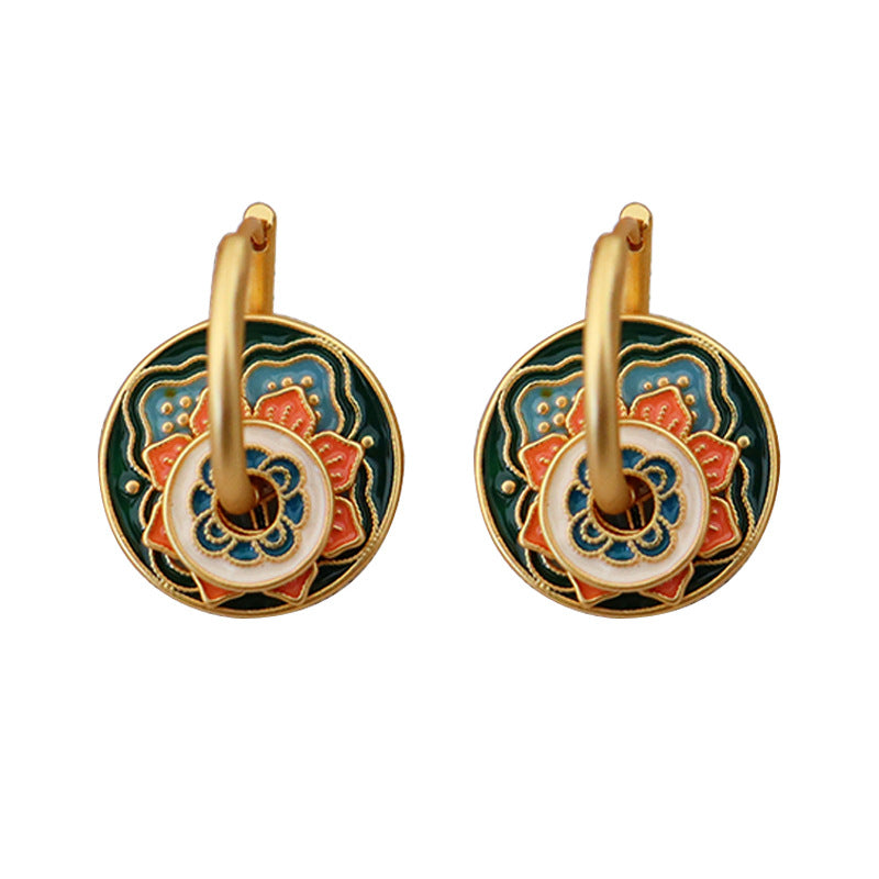 Orange & Green Flowers Earrings
