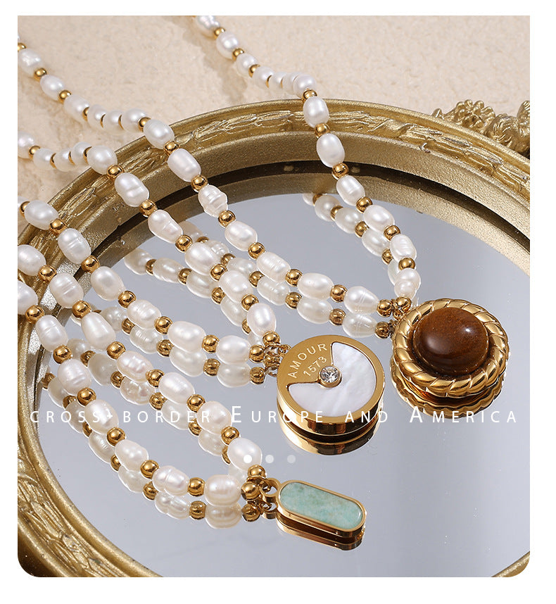 Natural Pearl Charm Necklace