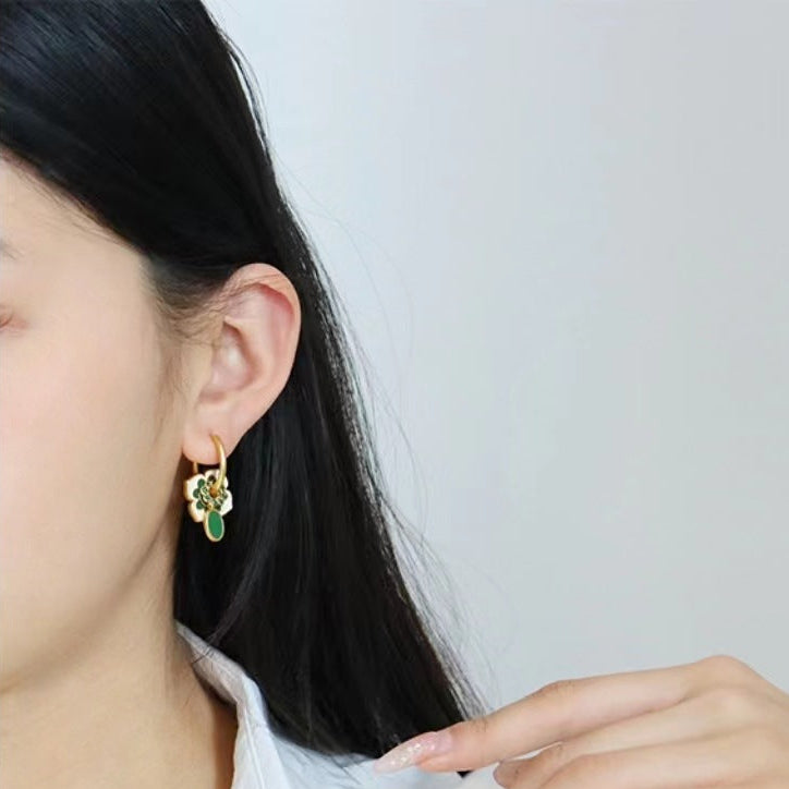 Emerald Petal Earrings