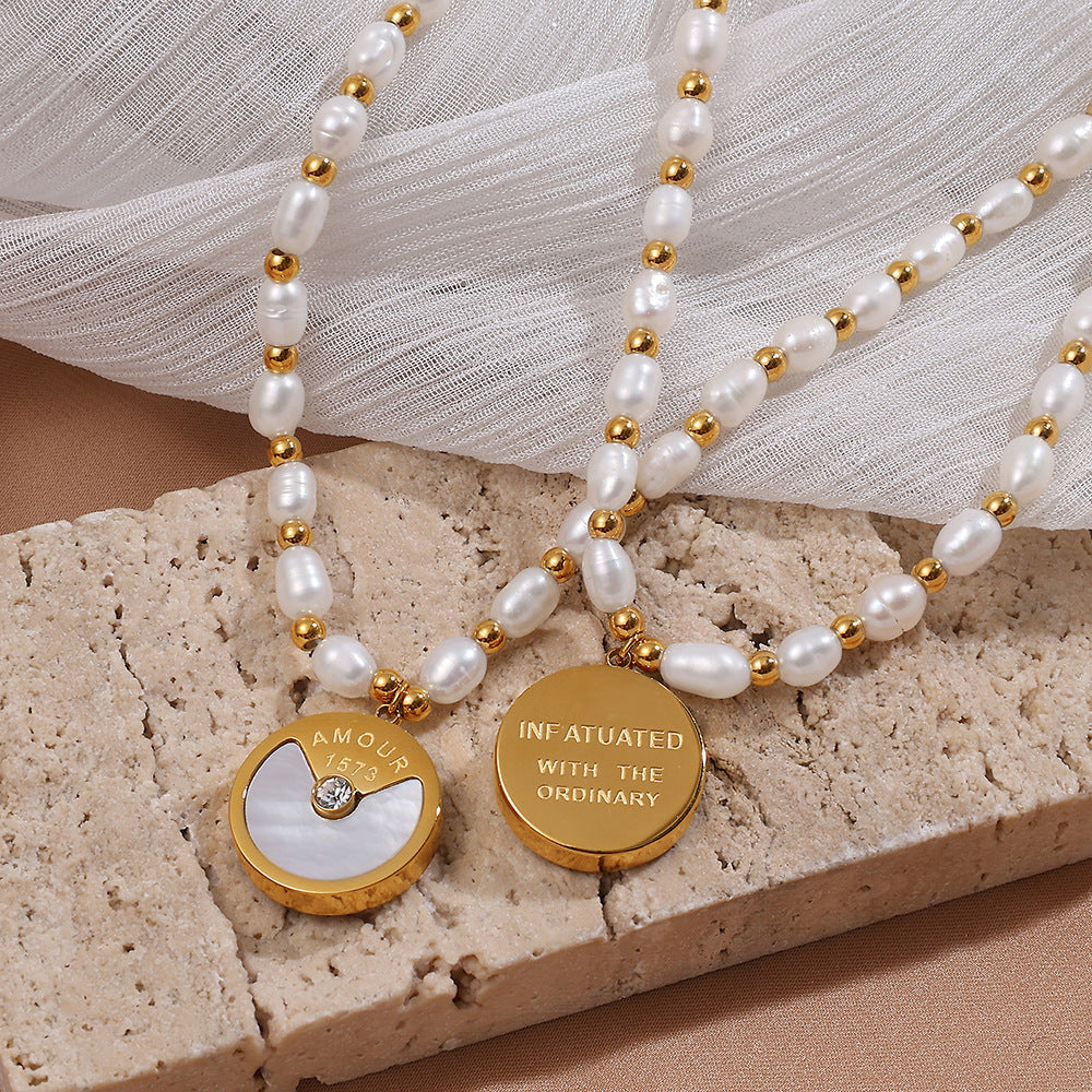 Natural Pearl Charm Necklace