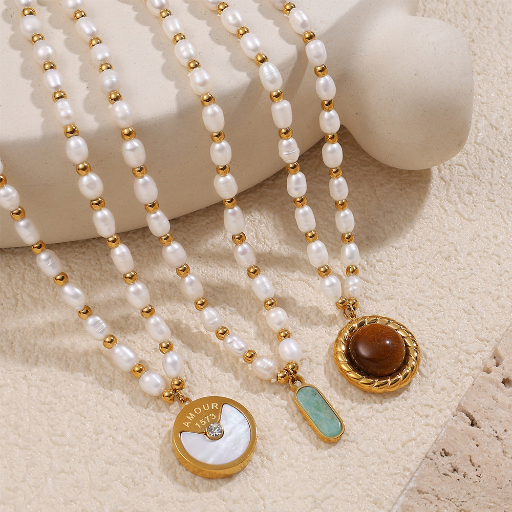 Natural Pearl Charm Necklace