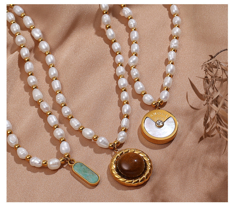 Natural Pearl Charm Necklace