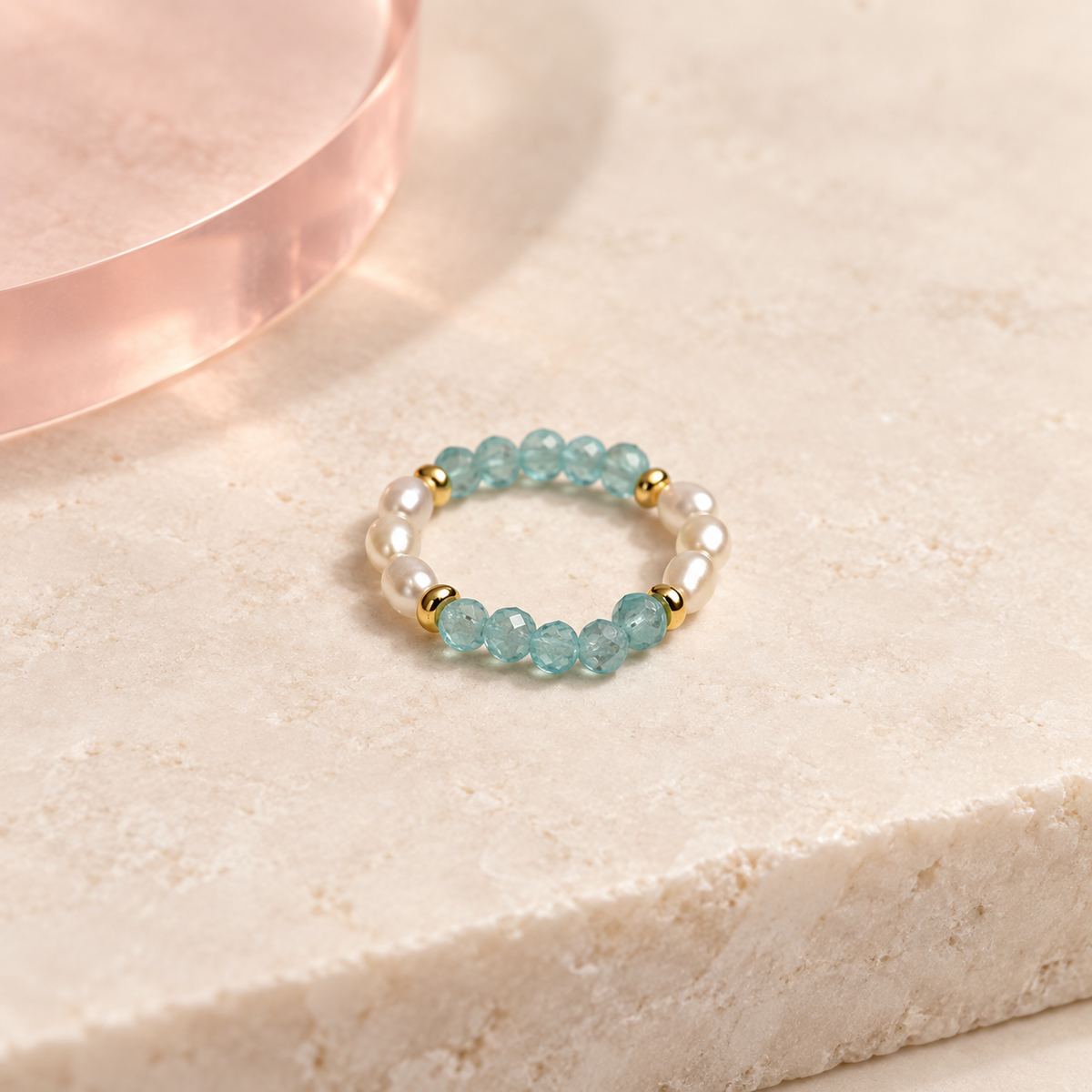 Aqua Pearl Orbit Ring design by Bloomy