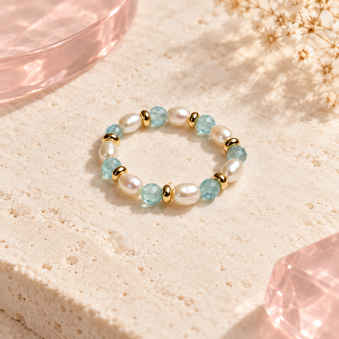 Aqua Pearl Rhythm Ring design by Bloomy