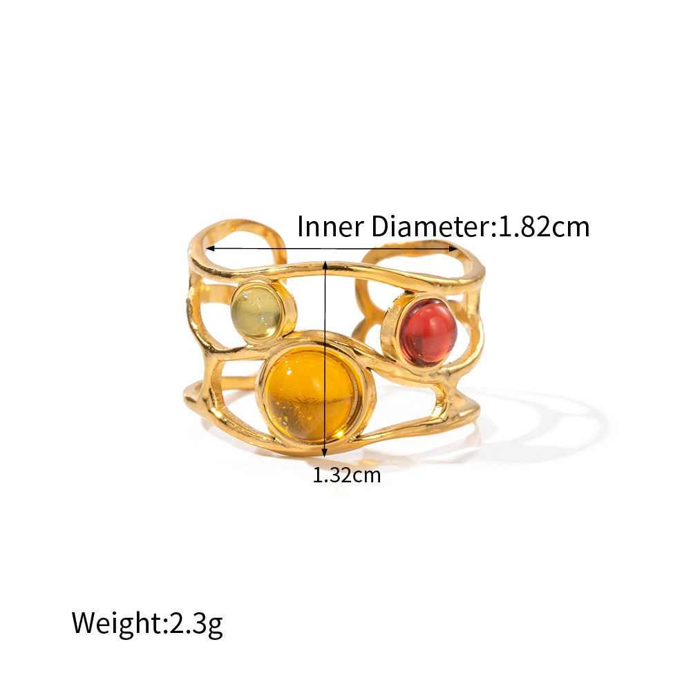 Abstract Triple Stone Ring