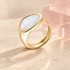 Alba Mother of Pearl Signet Ring in gold on Bloomy ivory and blush background