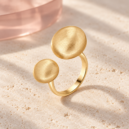 Aurelia Twin Disc Ring in natural light