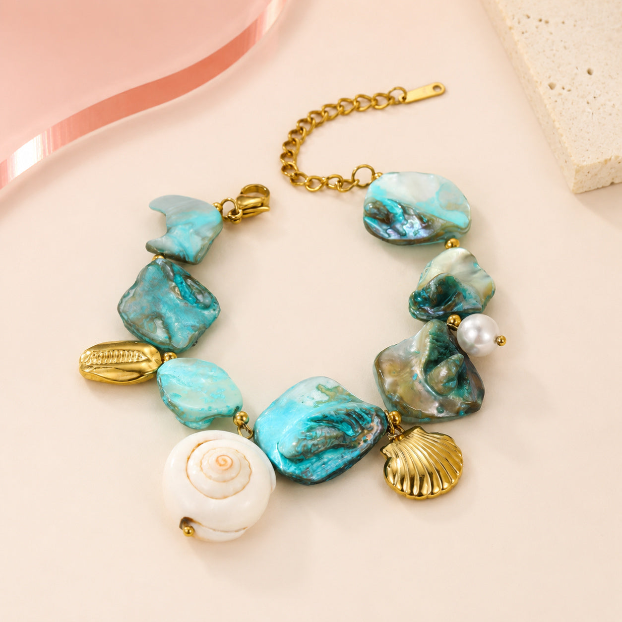 Azure Coast Seashell Bracelet – full view